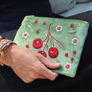 Peace of Mind Velvet Embroidered Pouch